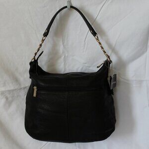 Black leather, gold chain